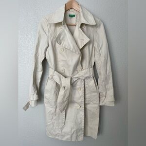 United Colors of Benetton Cream Trench Coat Cotton Size EU 40 (M) Midi